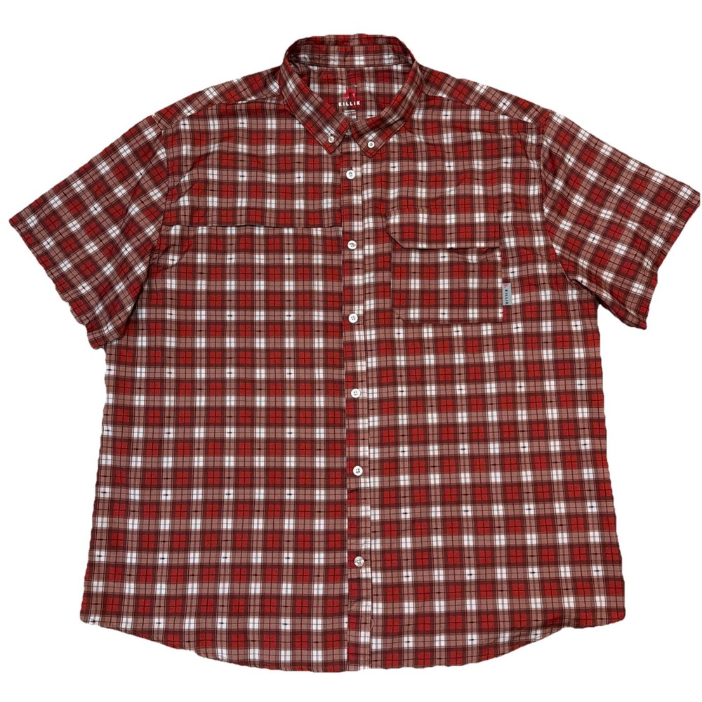 Killik Men's Plaid Button Up Vented Short Sleeve Outdoor Shirt Size 2XL